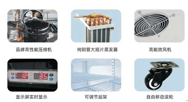 志翔領(lǐng)馭藥品陰涼柜冷藏柜配備品牌高性能壓縮機(jī)、純銅管大翅片蒸發(fā)器、高能效風(fēng)機(jī)、超大顯示屏、可調(diào)式層架、自由移動(dòng)滾輪。